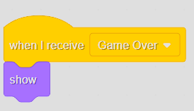 showing the game over sprite